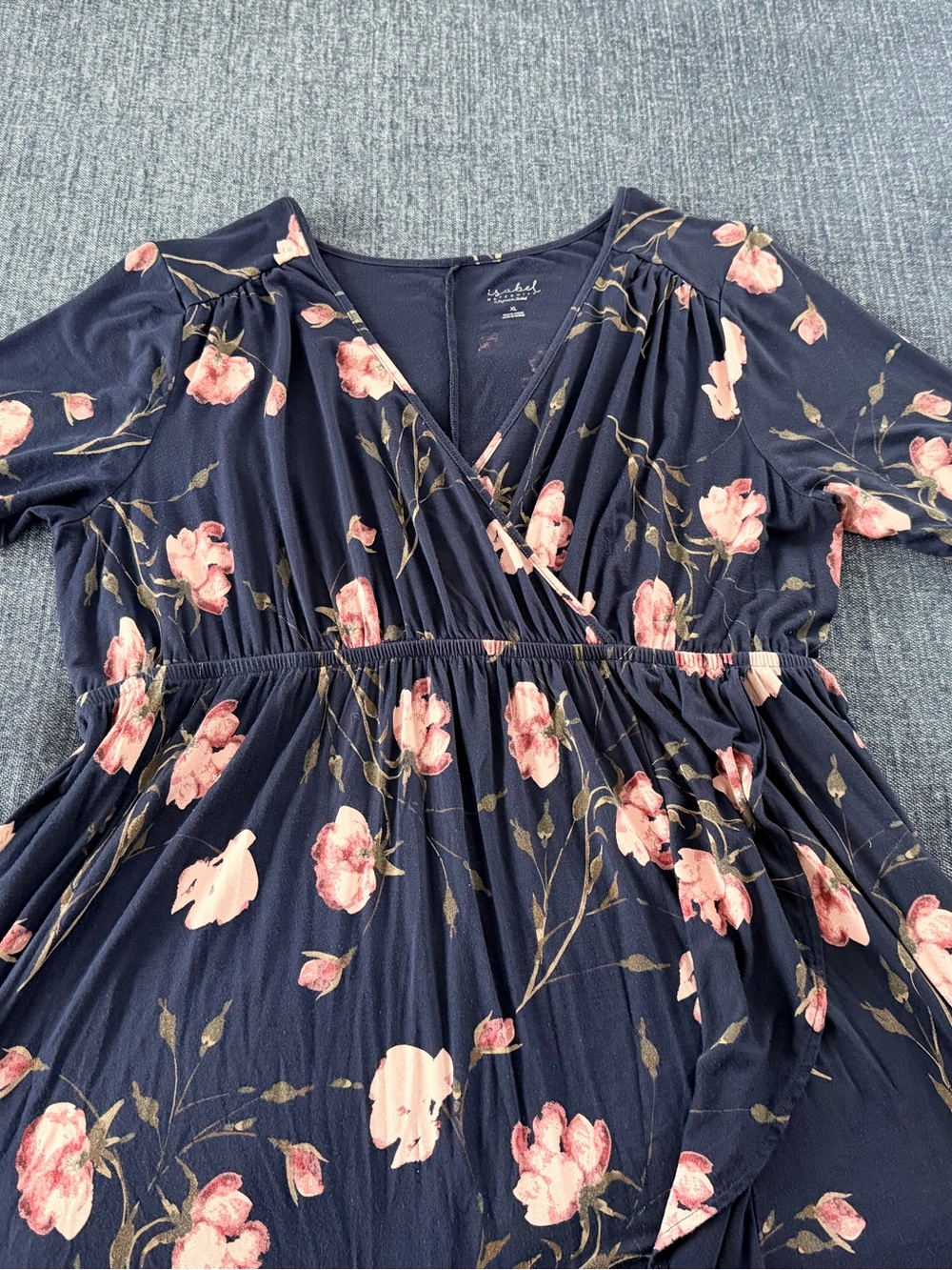 Isabel Maternity by Ingrid & Isabel Navy Maxi Dress with Pink Floral Print - Picture 10 of 14